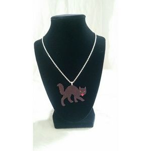 *1 LEFT* Handmade Black Cat Halloween Necklace